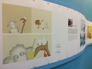Rowan Sommerset's work on display at the Brave New World Children's Illustration Exhibition which also features other New Zealand illustrators, Robyn Belton, Gavin Bishop, Donovan Bixley, Andrew Burdan and Sarah Wilkins.