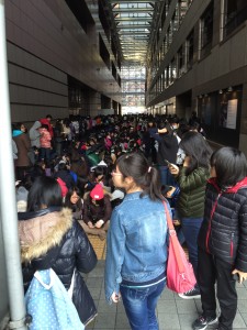 The public queuing too get into the exhibition centre on day 1. Some had queued overnight.
